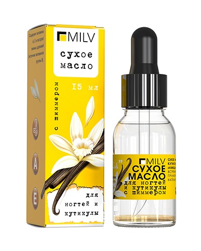 Масло для кутикулы Milv Сухое с шиммером "VANILLA" 15 мл