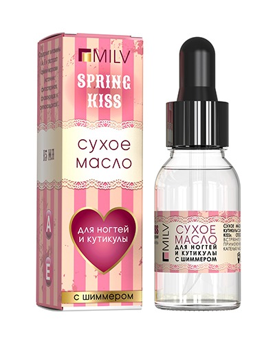 Масло для кутикулы Milv Сухое с шиммером "SPRING KISS" 15 мл