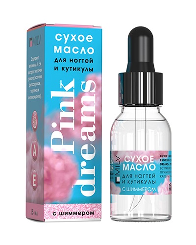 Масло для кутикулы Milv Сухое с шиммером "PINK DREAMS" 15 мл
