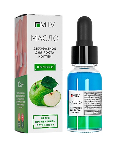 Масло для кутикулы Milv Укрепляющее двухфазное "Яблоко" 15 мл