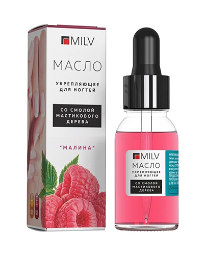 Масло для кутикулы Milv Укрепляющее  "Малина" 15 мл
