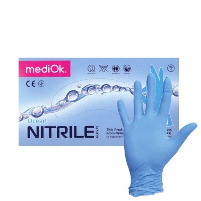MediOk перчатки нитриловые Голубые М 50пар