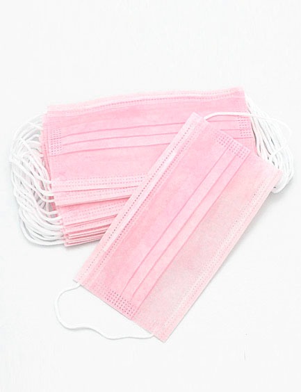 Маска мед. Розовая 50шт. в пакете